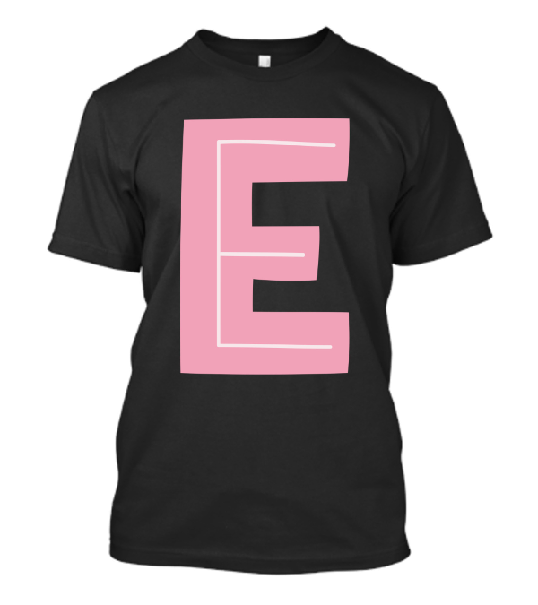 E Letter Pink Block Design Forest Alphabet T-Shirt