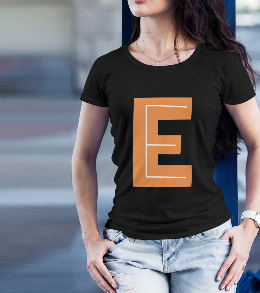 Letter E Forest Night Alphabet Orange T-Shirt