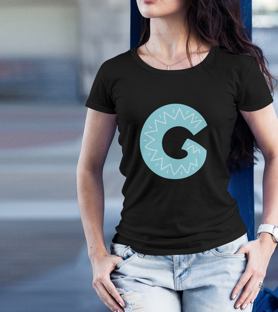 G Forest Alphabet Zigzag Pattern Blue T-Shirt