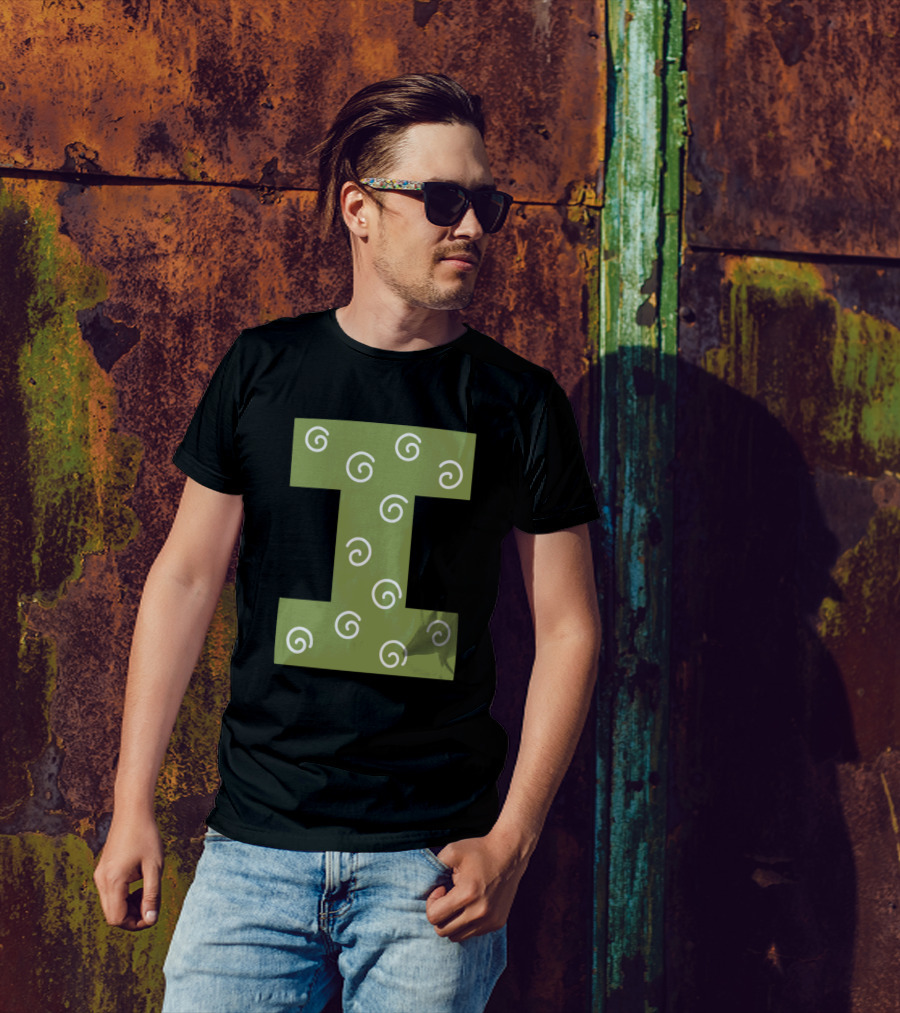 I Green Spiral Letter Forest Night Alphabet T-Shirt