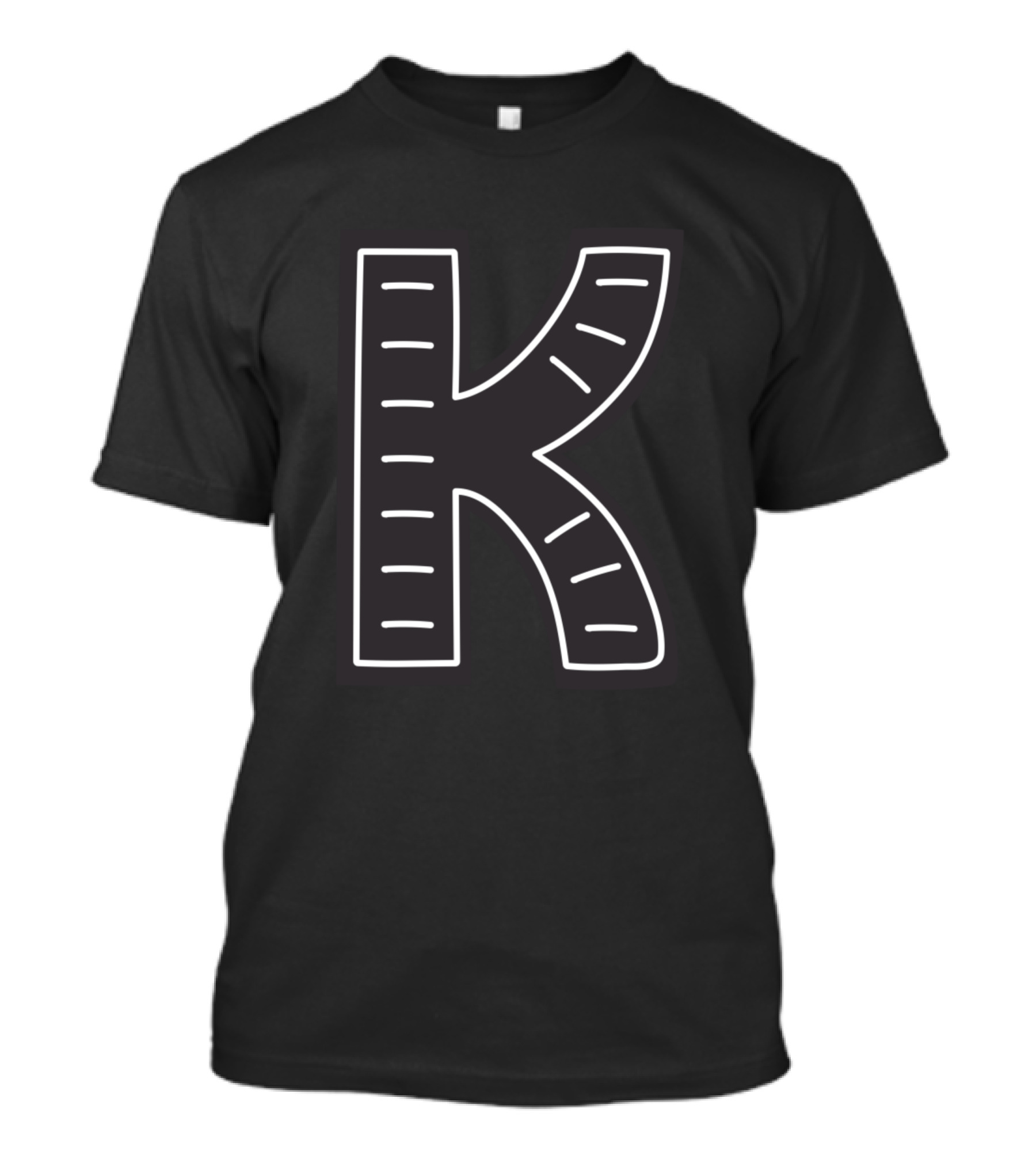 Letter K Forest Night Alphabet Striped T-Shirt
