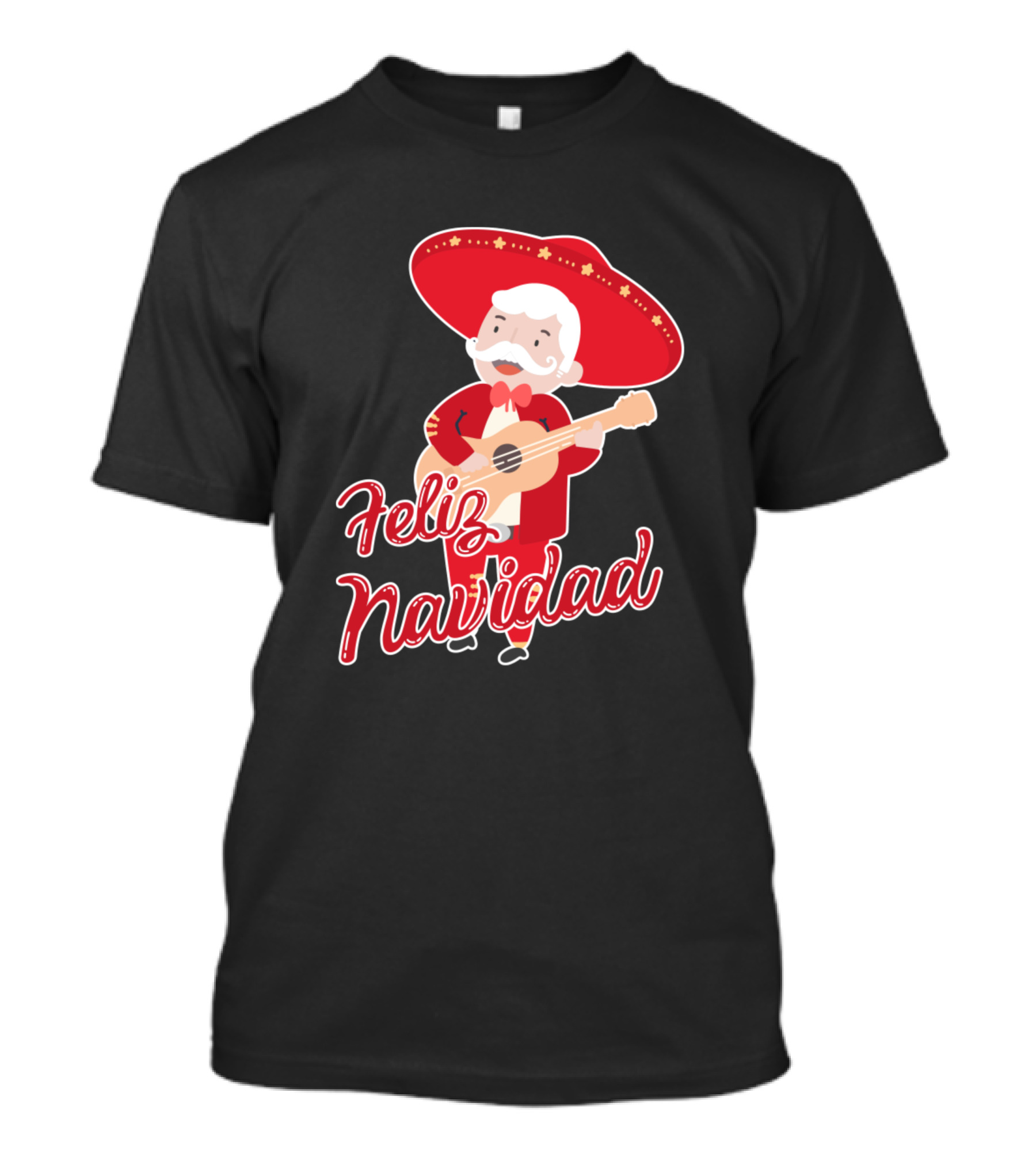 Feliz Navidad Santa Sombrero Mariachi Con Guitarra T-Shirt
