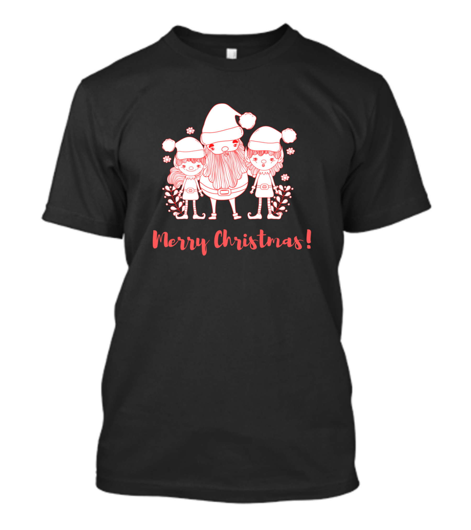 Merry Christmas Santa And Elves T-Shirt
