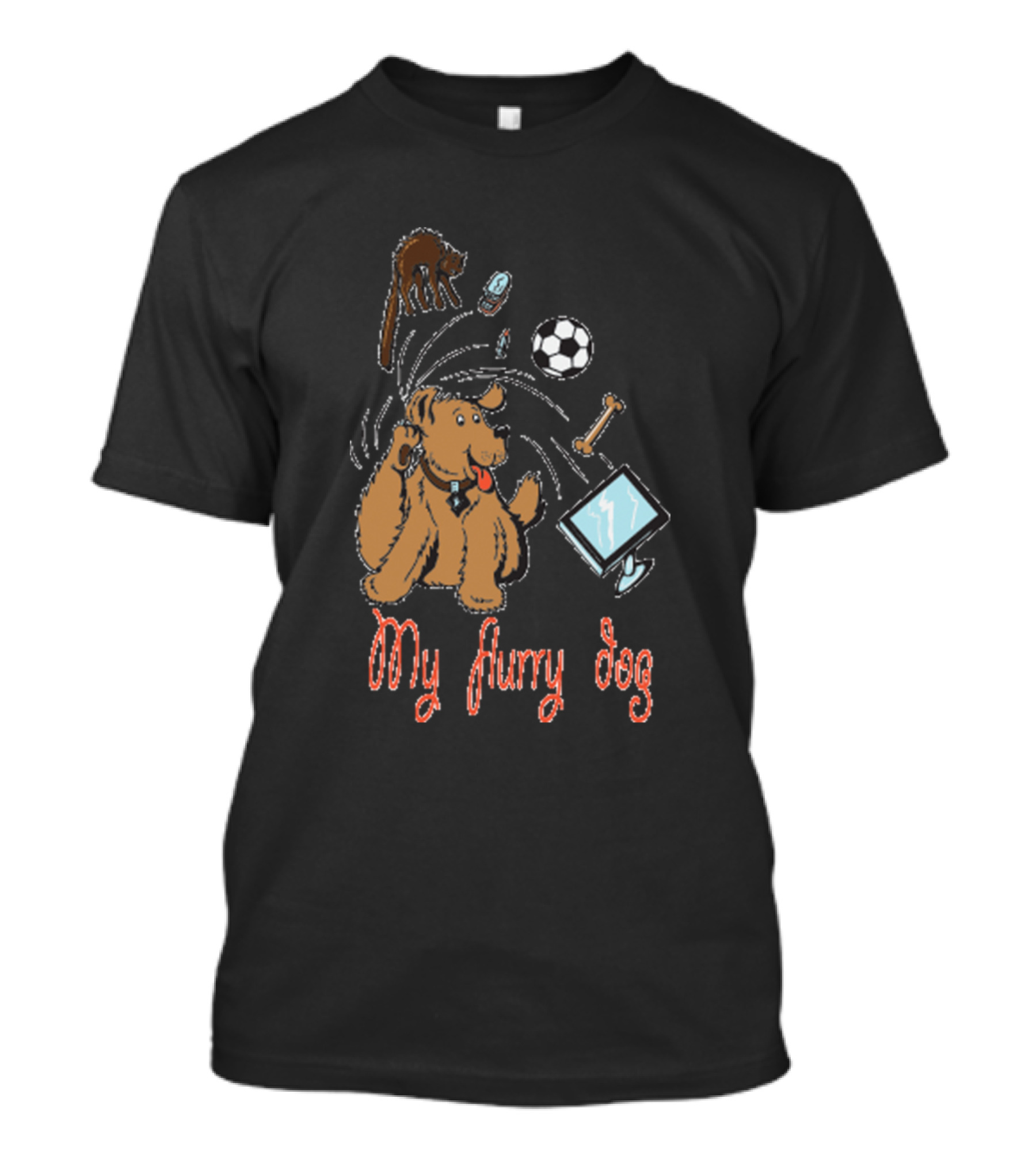 My Flurry Dog With Cat Bone Tablet Soccer Ball T-Shirt