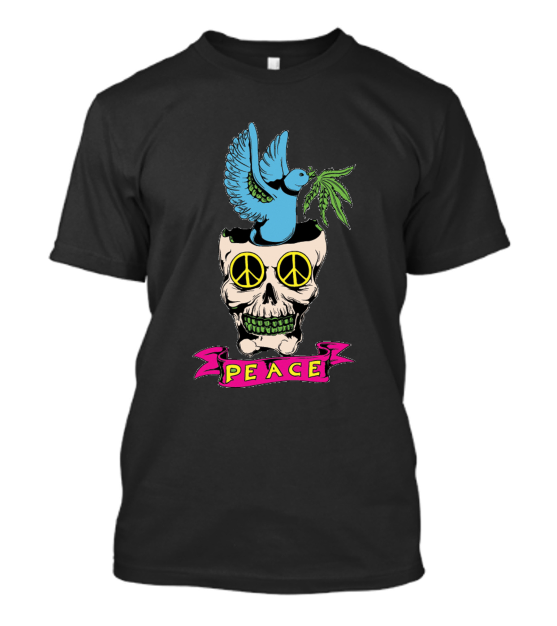 Peace Skull Doves And Leaves Awesome Cool Lover T-Shirt