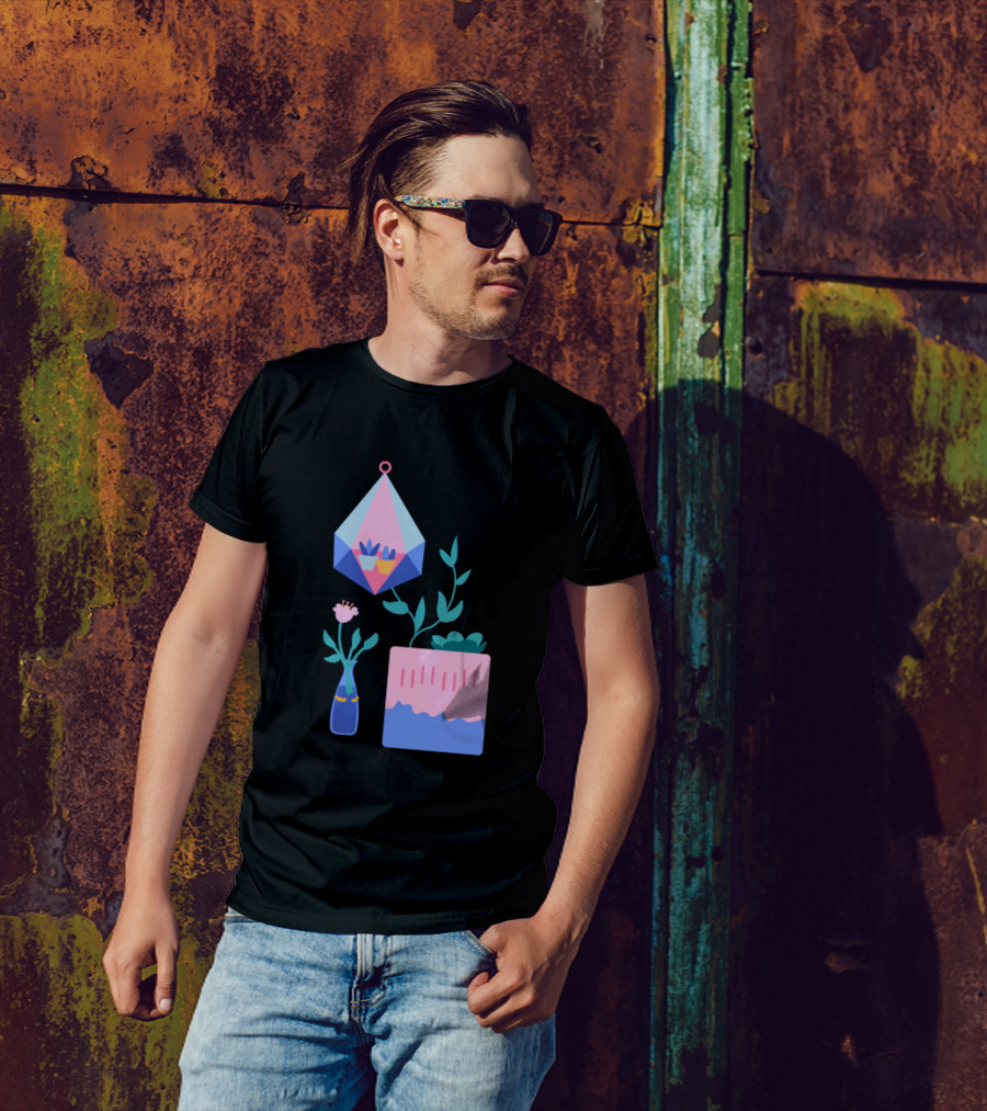 Plant Terrarium Succulent Geometric Vase T-Shirt