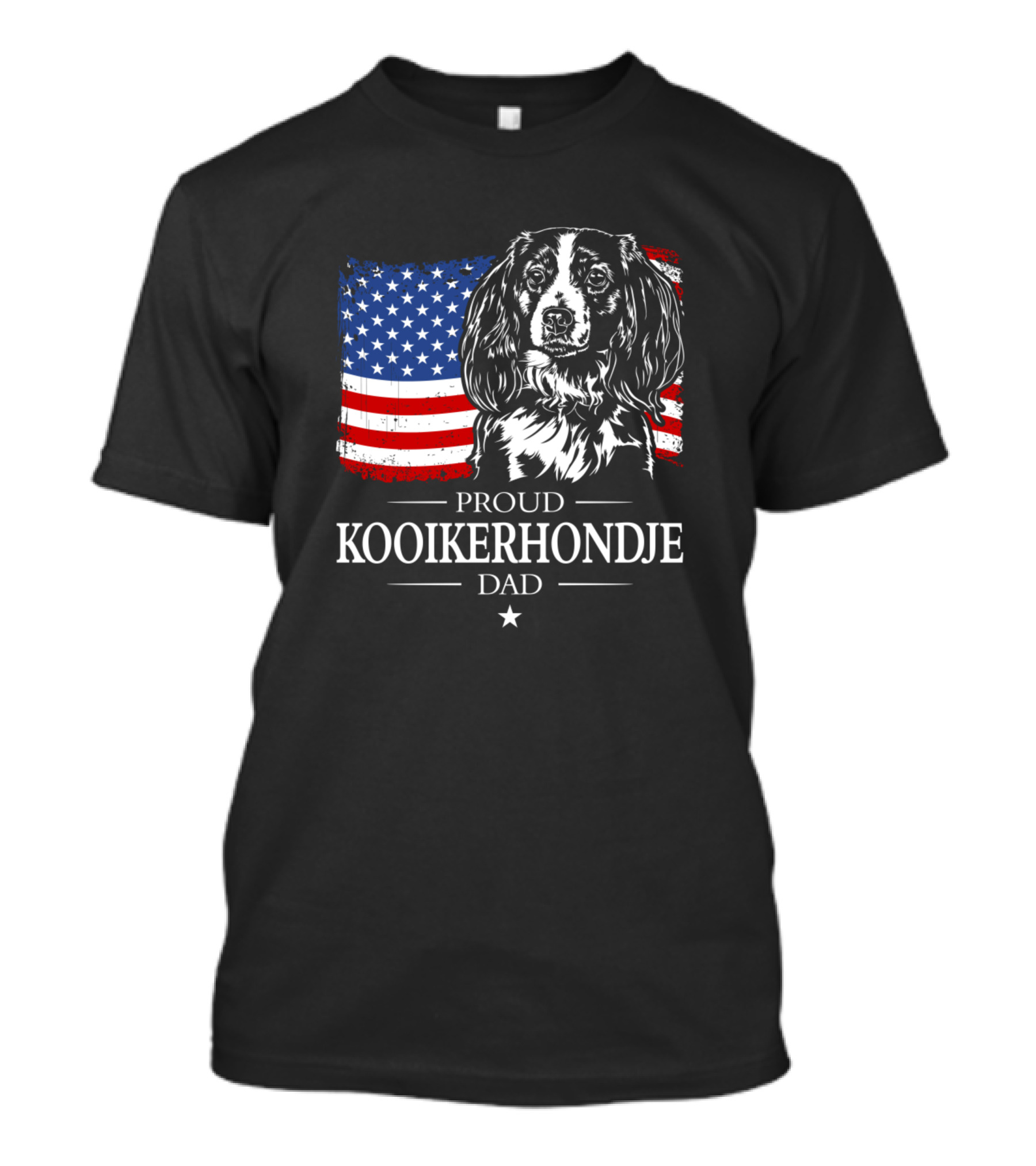Proud Kooikerhondje Dad American Flag Patriotic T-Shirt