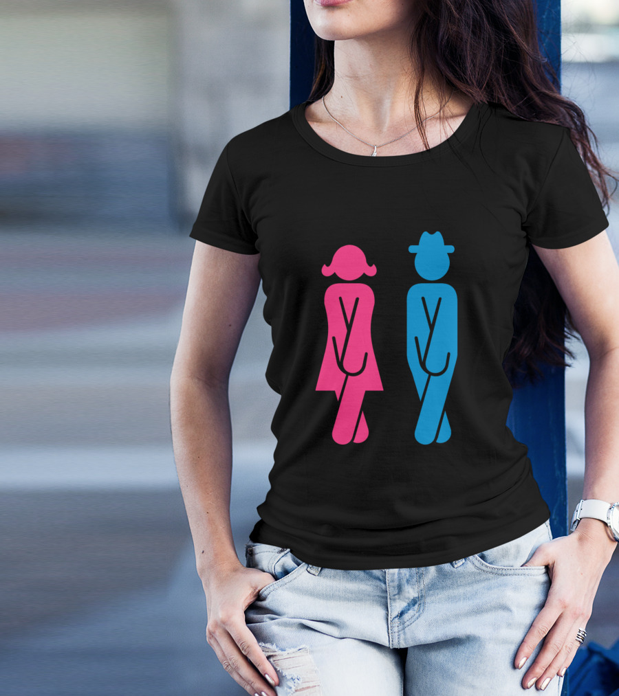 Restroom Figures In Need Vts2 Pink Woman Blue Man T-Shirt