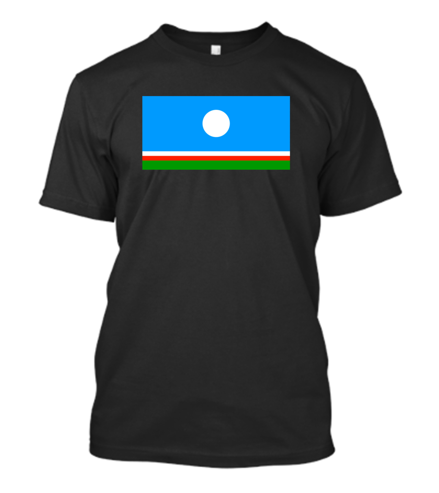 Sakha Flag With Blue, White, Red, Green Stripes And White Circle T-Shirt