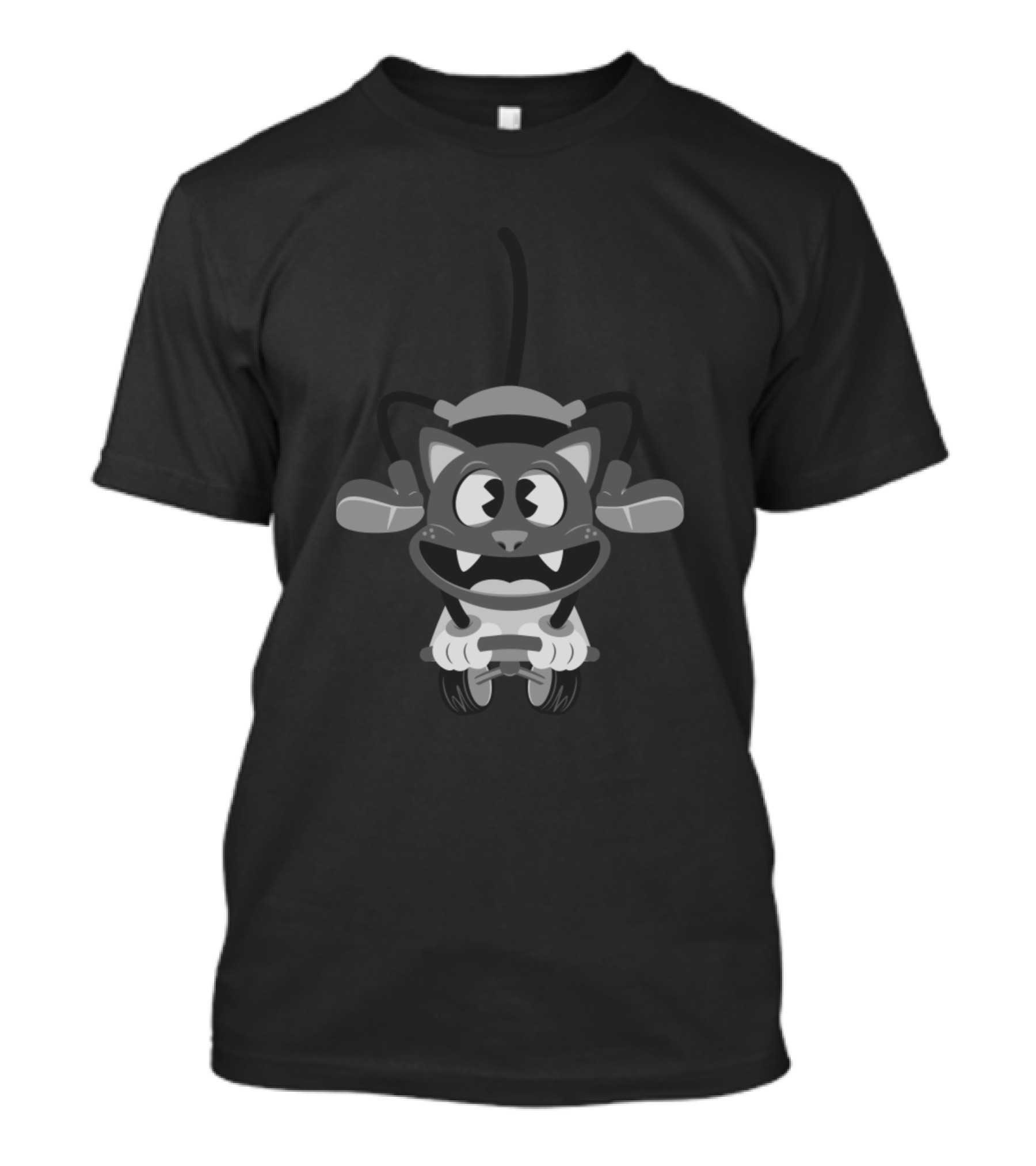 Skater Cat Playful Mischief In Monochrome T-Shirt