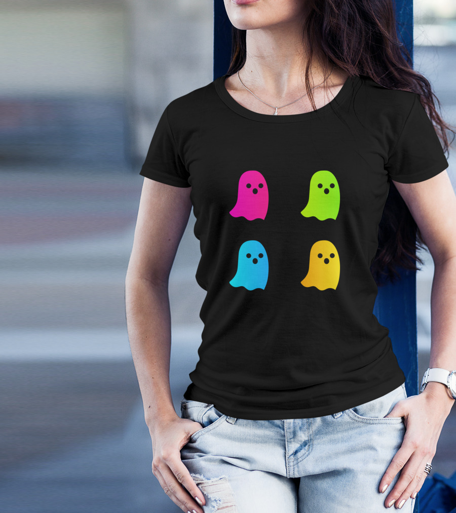 Spooky Colorful Ghost Quartet T-Shirt