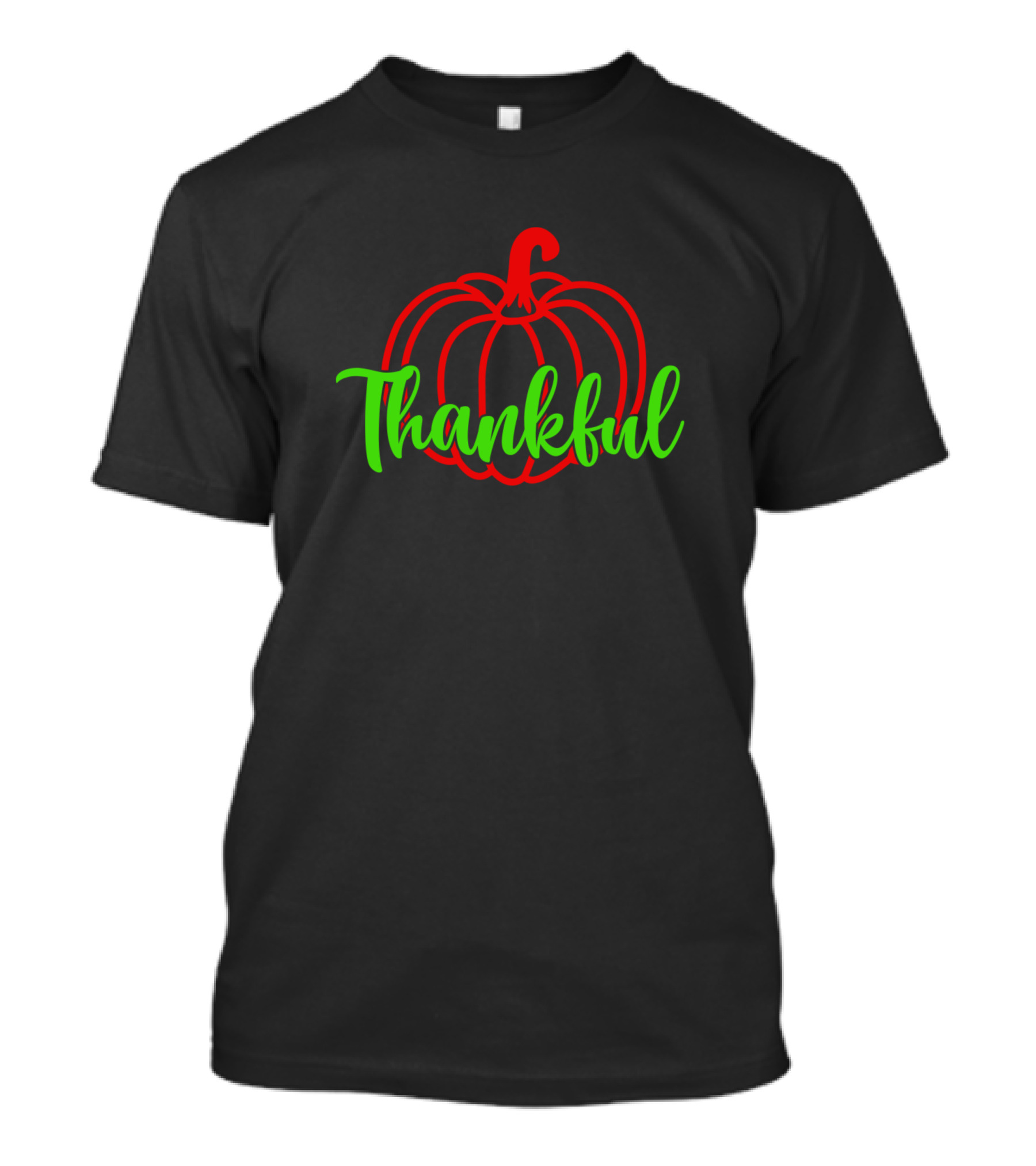 Thankful Green Text Red Pumpkin Thanksgiving Svg T-Shirt