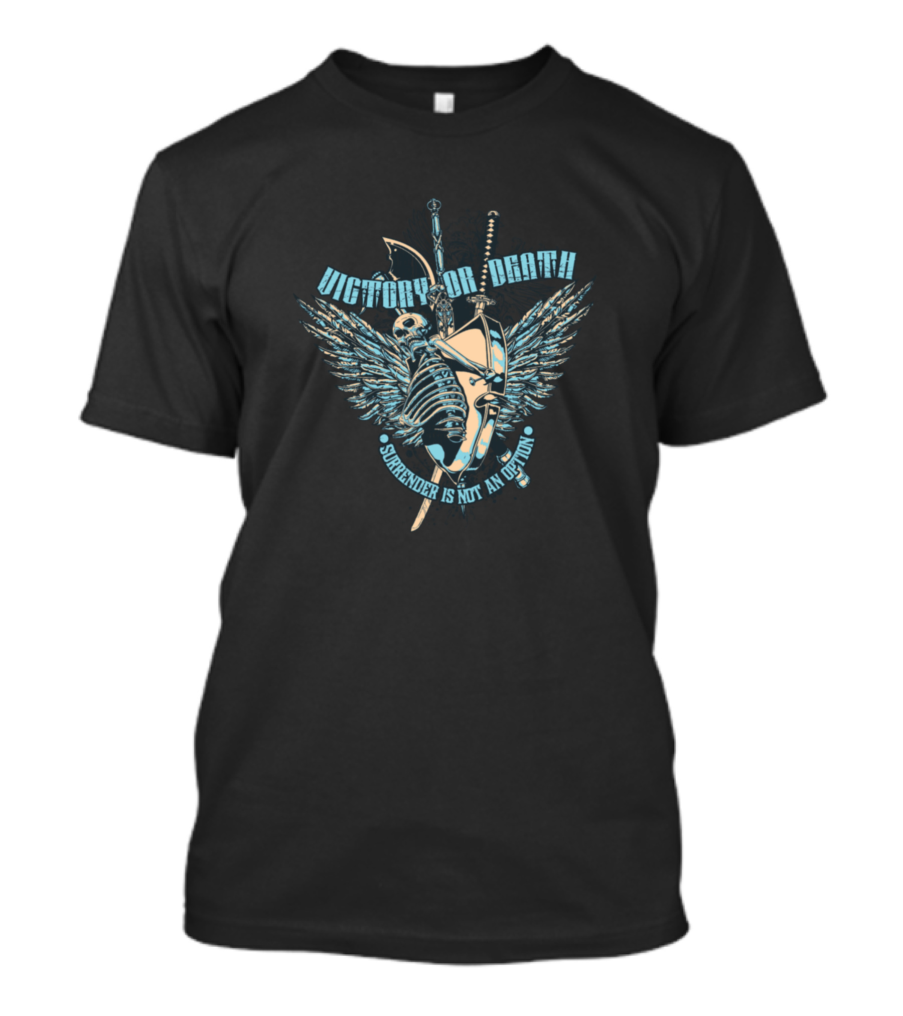 Victory Or Death Skeleton Wings Sword Surrender Is Not An Option Goth Culture Lover T-Shirt