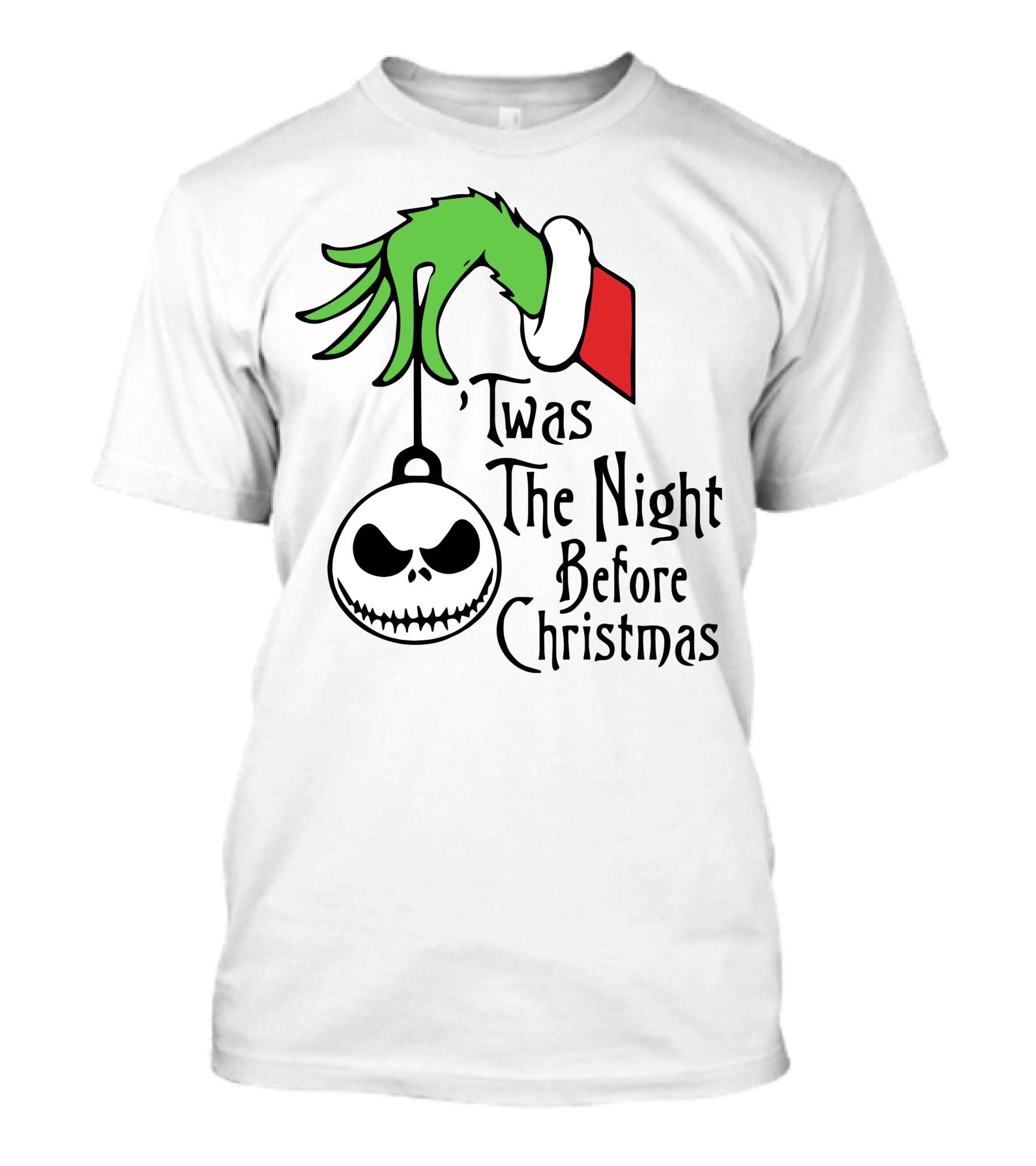 'Twas The Night Before Christmas Grinch Hand Jack Skellington T-Shirt