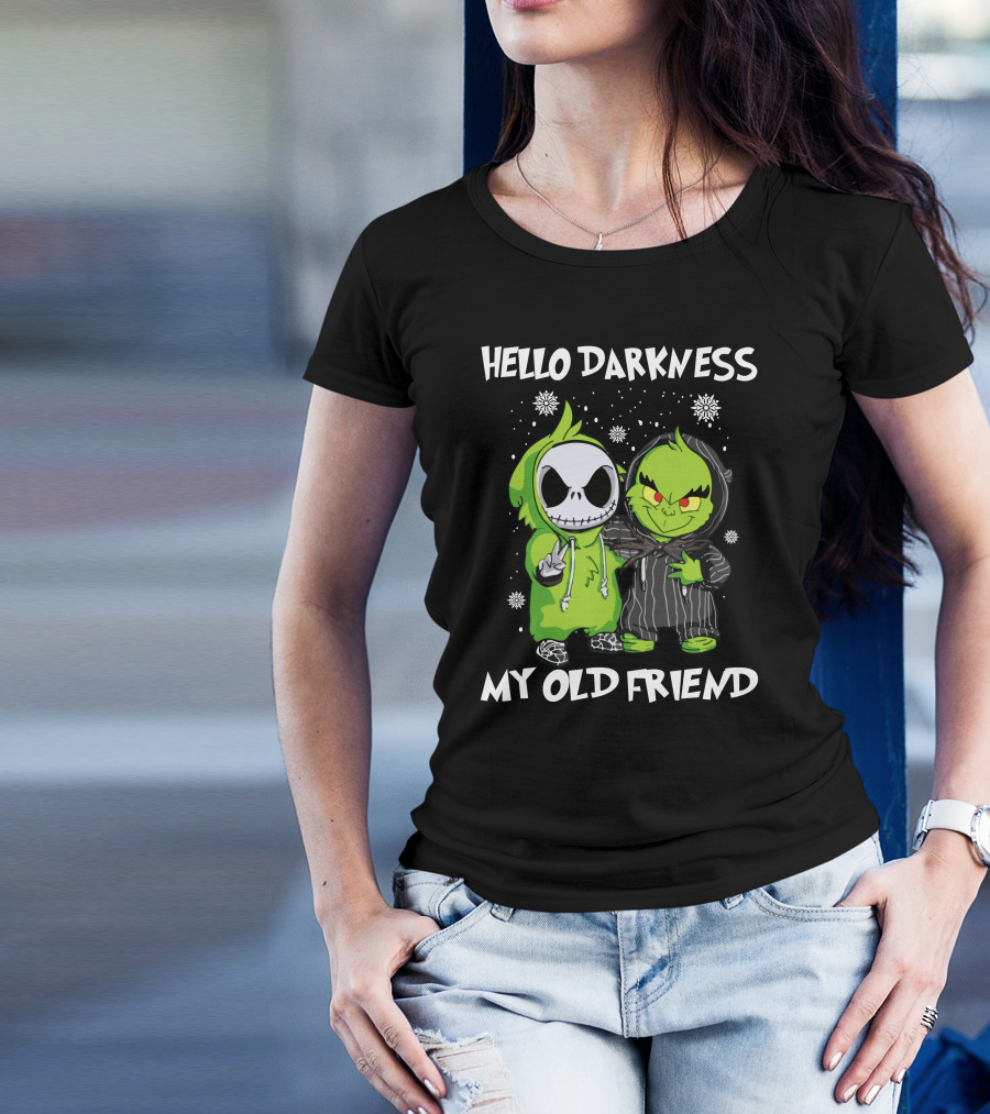 Hello Darkness My Old Friend Grinch And Jack Snowflakes Hoodie Pals T-Shirt
