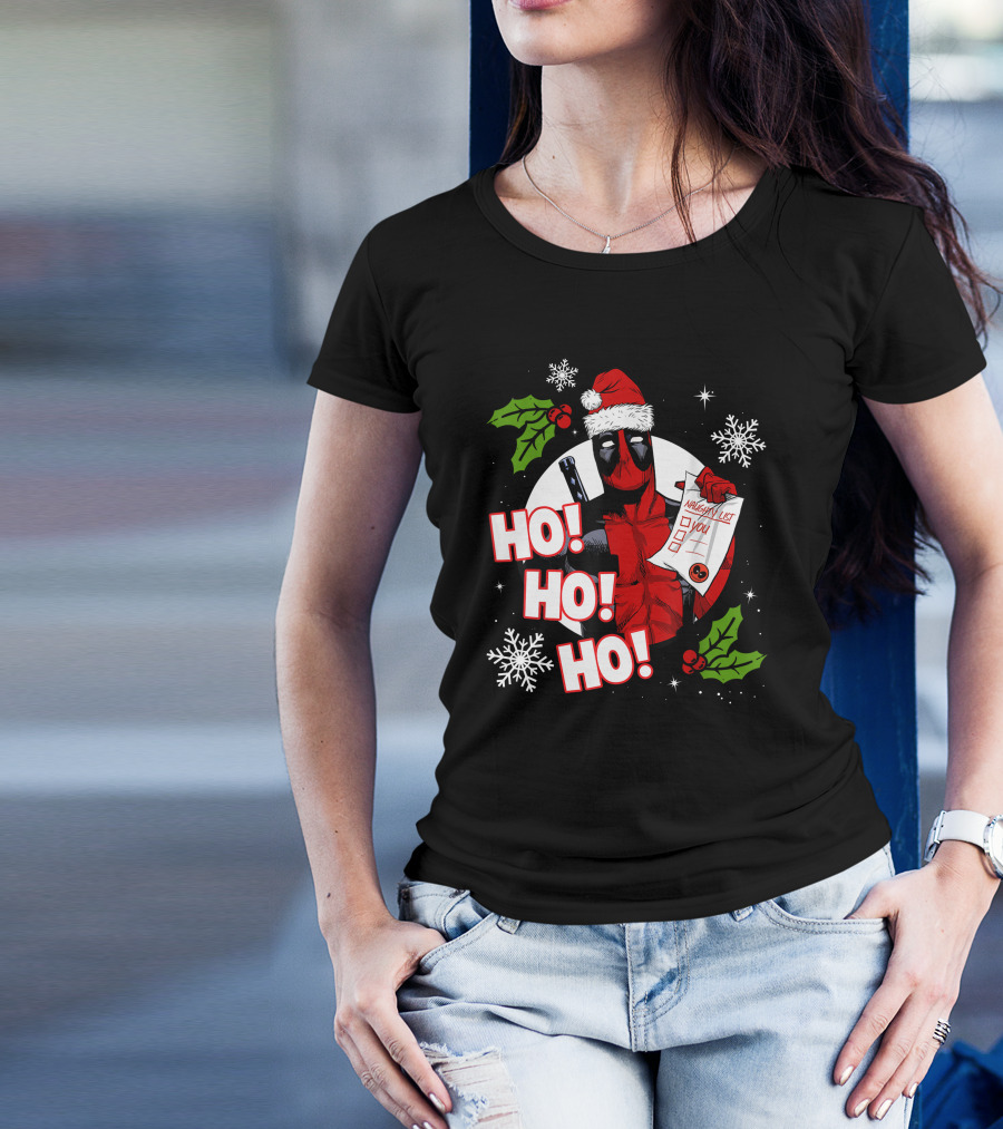 Deadpool Naughty List Ho Ho Ho Christmas T-Shirt
