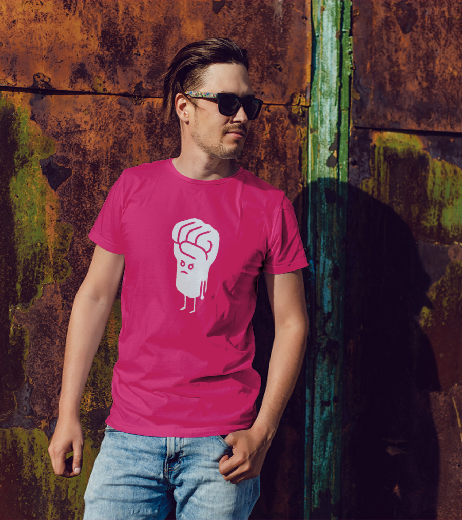 Tumindig By Linya-Linya Saab Fist Character On Pink Background T-Shirt
