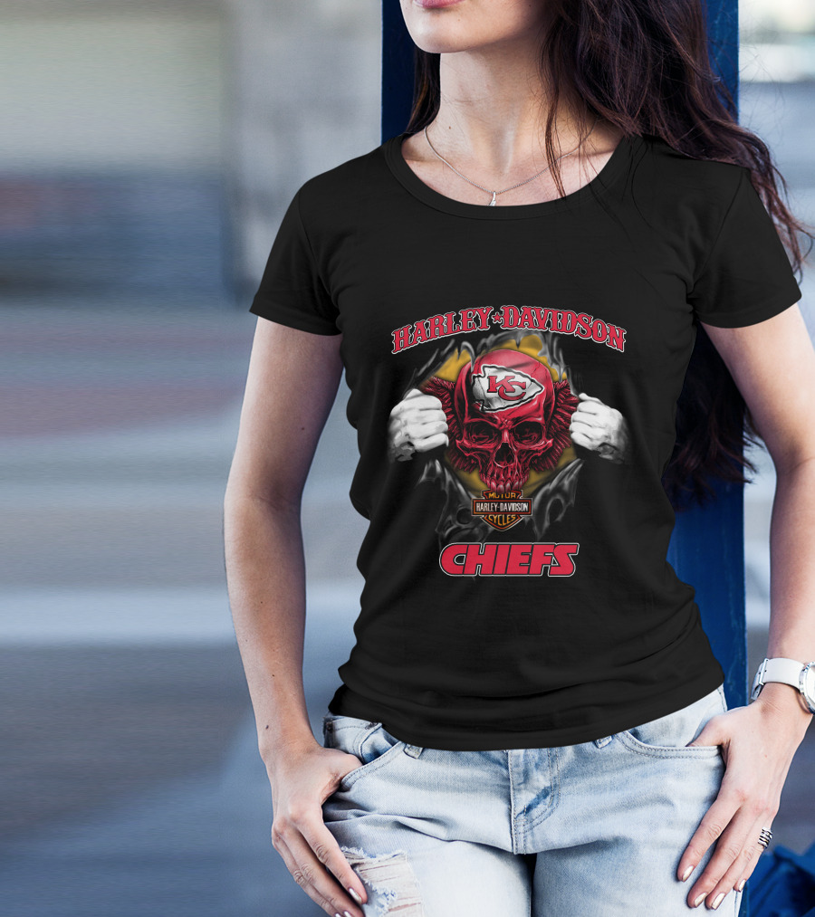Harley Davidson Major Kansas City Chiefs Skull T-Shirt