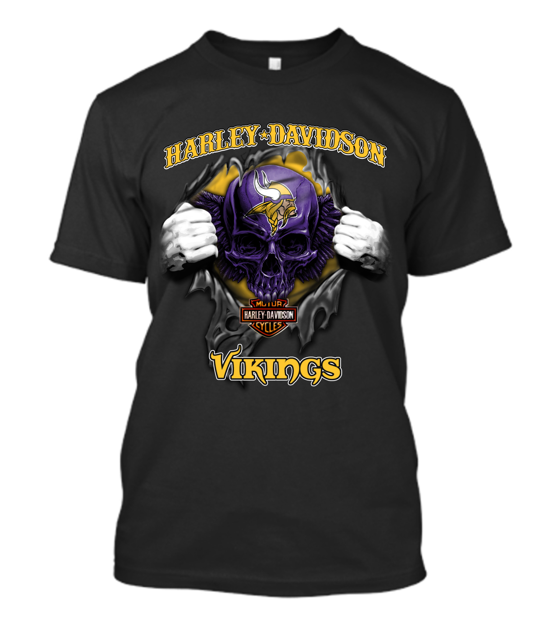 Harley Davidson Skull Minnesota Vikings Nfl T-Shirt
