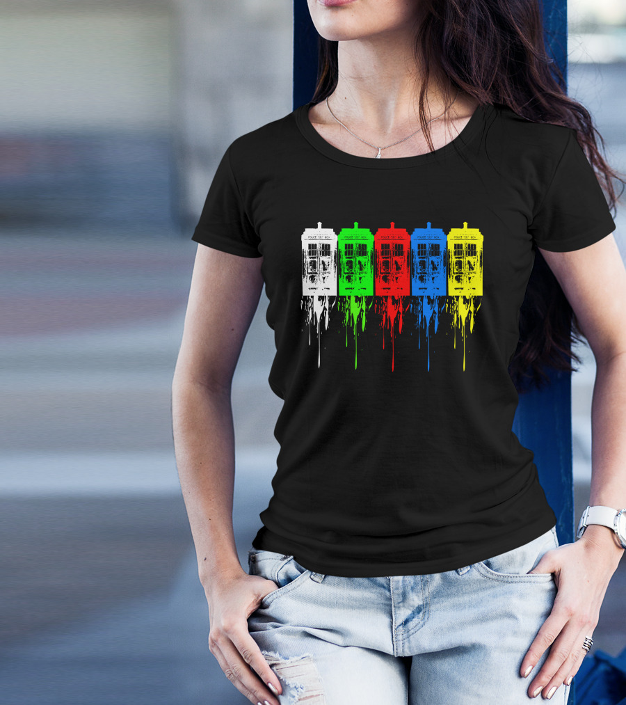 Doctor Who TARDIS Colorful Dripping T-Shirt