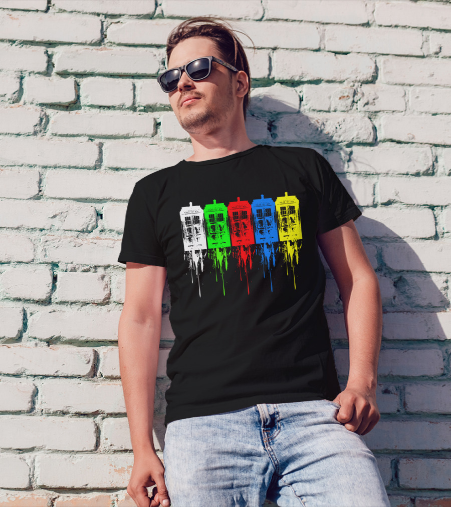 Doctor Who TARDIS Colorful Dripping T-Shirt