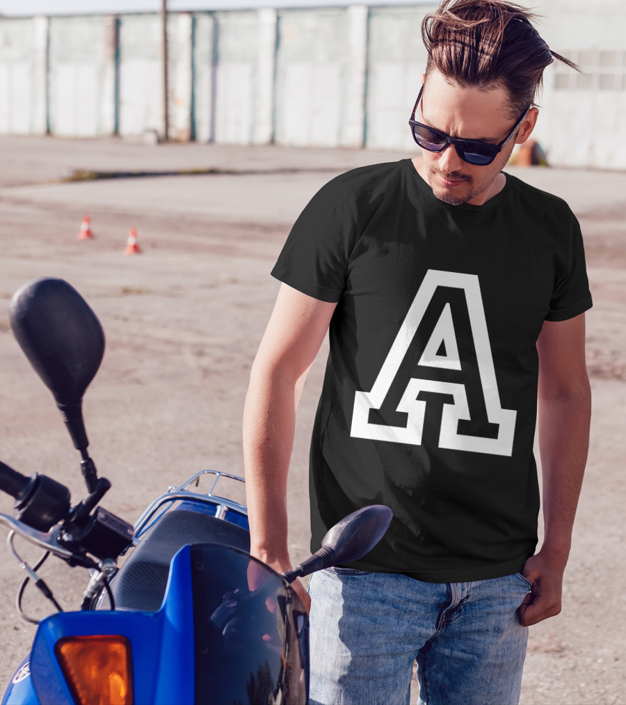 A Initial Name Block Letter T-Shirt