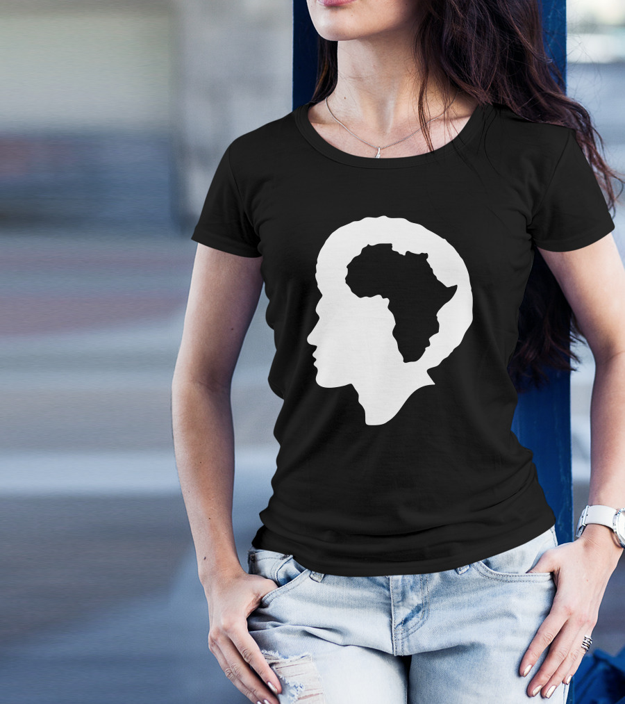 Africa-Centered Silhouette With Continent Hair Shape T-Shirt