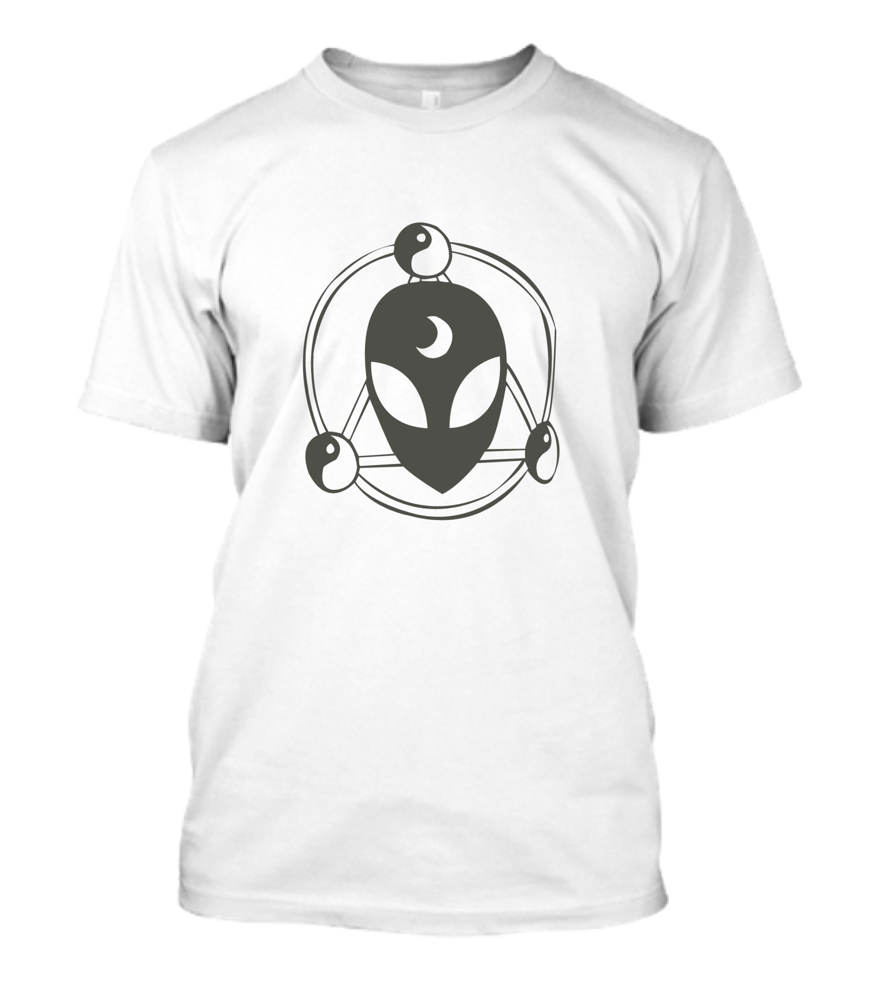 Alien Yin Yang Crescent Moon Symbol Girls T-Shirt