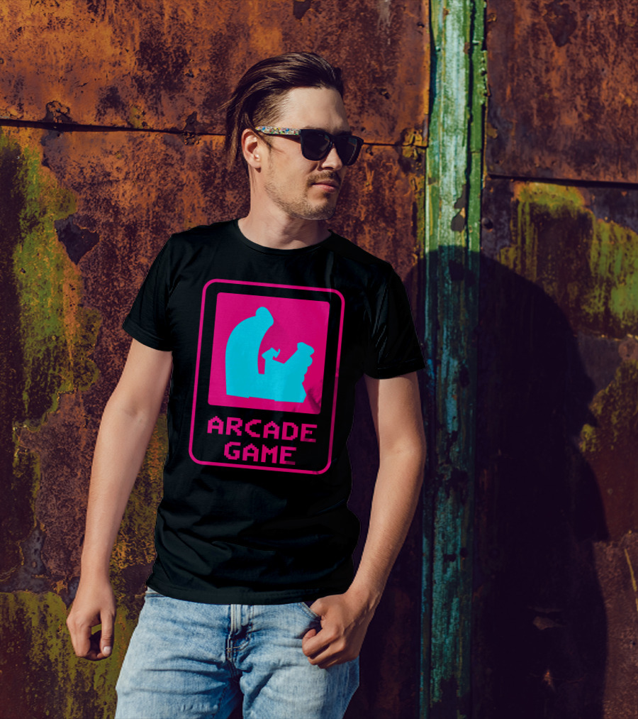 Arcade Game Neon Joystick Retro Pixel T-Shirt