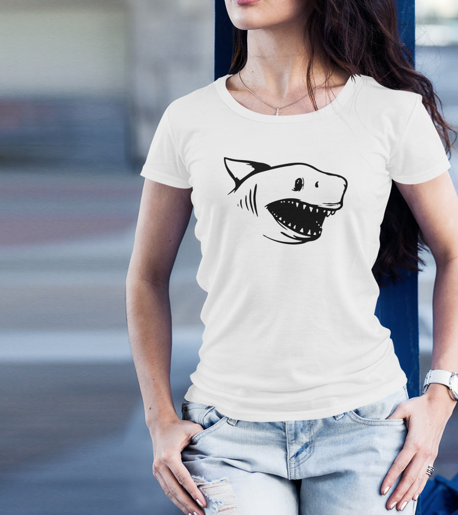 Ask Me About My Shark Grinning Shark Head T-Shirt