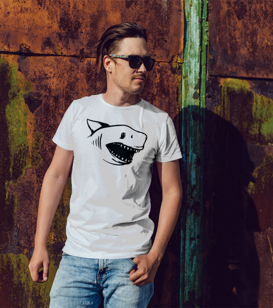 Ask Me About My Shark Grinning Shark Head T-Shirt
