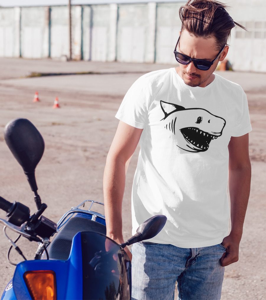 Ask Me About My Shark Grinning Shark Head T-Shirt