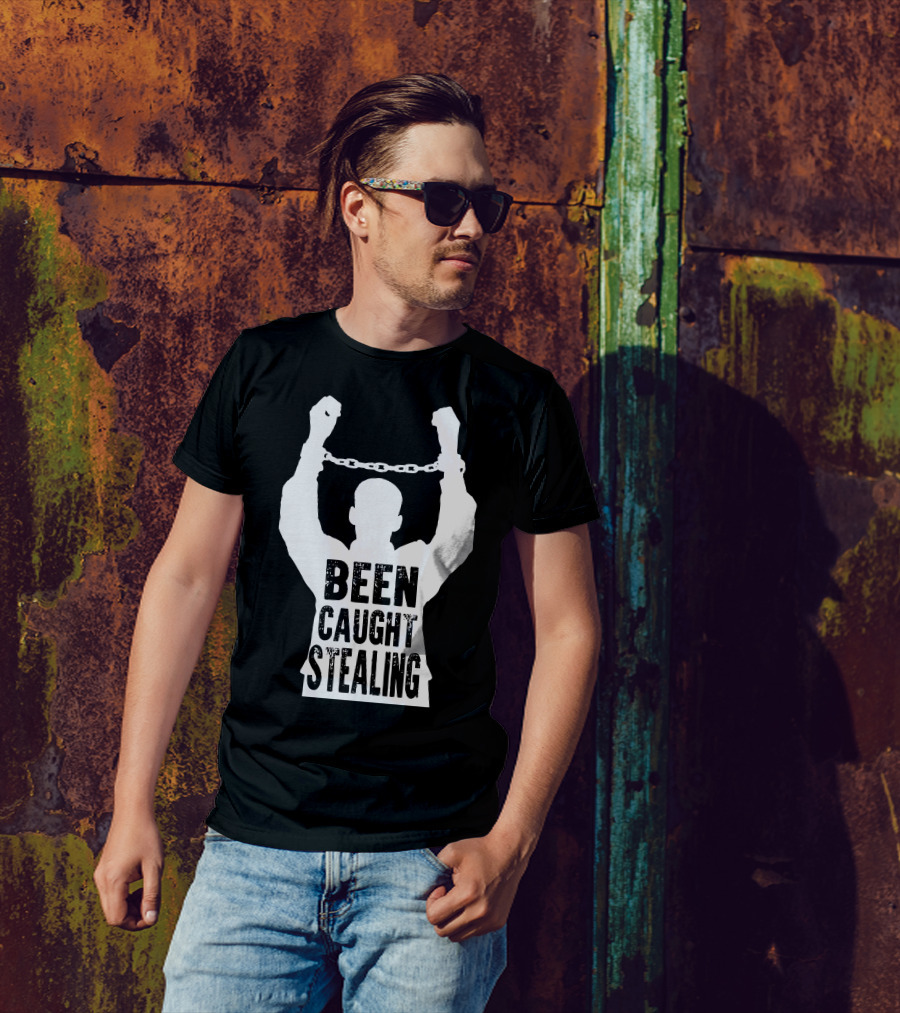 Been Caught Stealing Silhouette Handcuffs Raised Arms T-Shirt