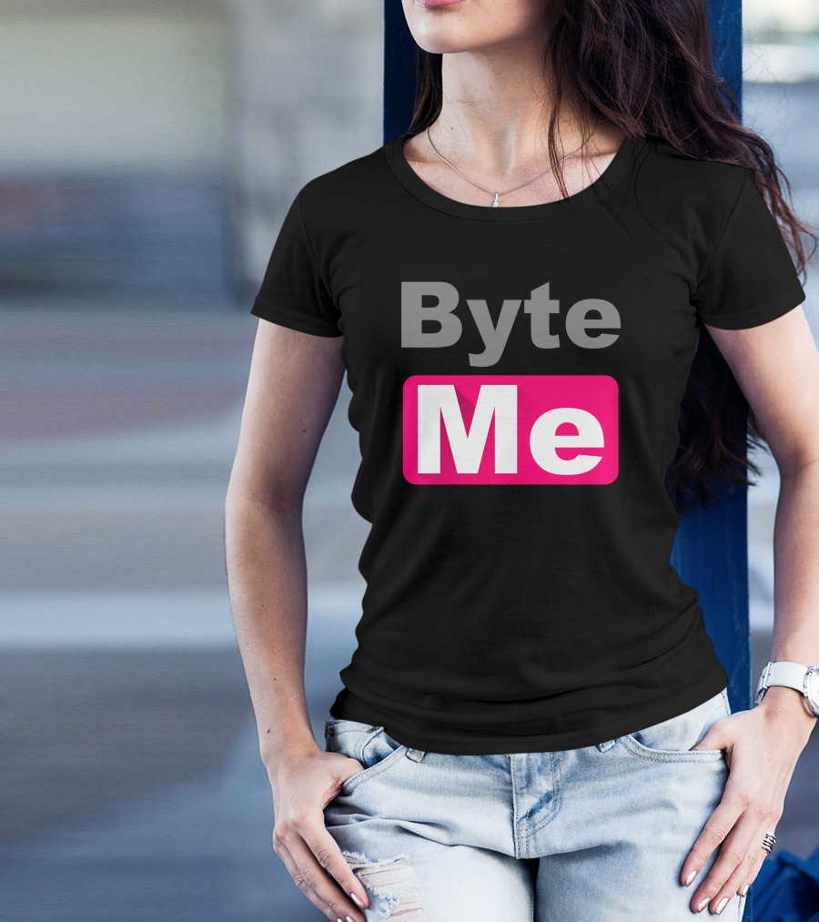 Byte Me Digital Humor Pixel Playful Phrase T-Shirt