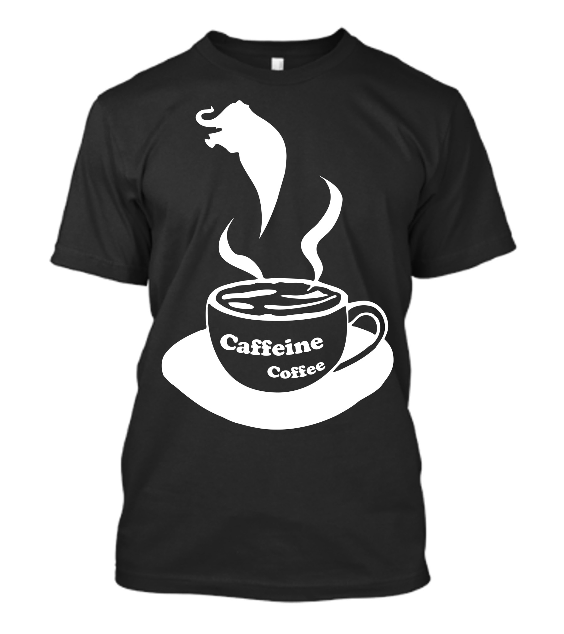 Caffeine Coffee Cup With Steaming Elephant T-Shirt