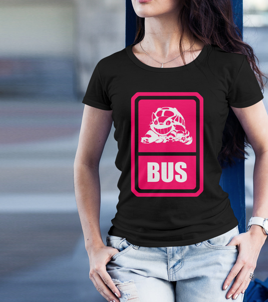 Totoro Catbus Icon Pink Bus Sign T-Shirt