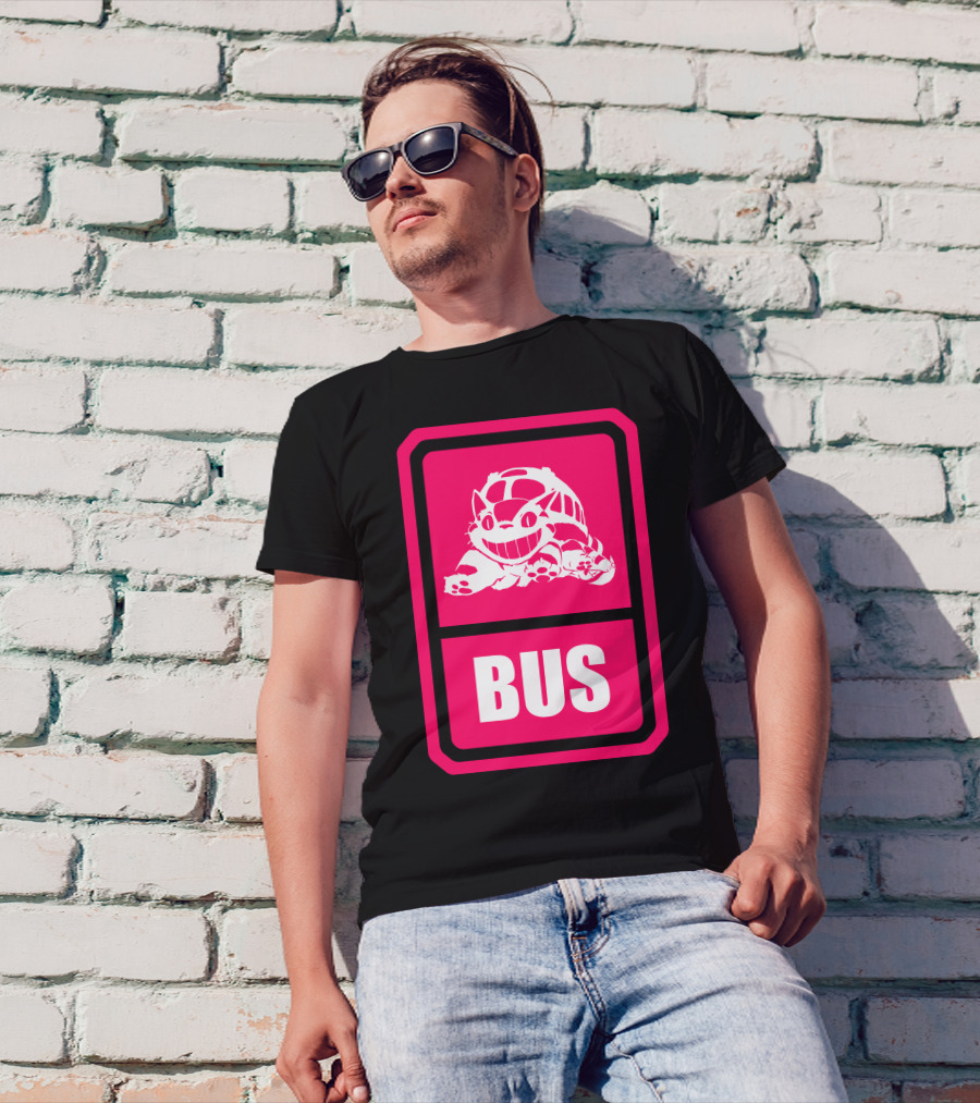 Totoro Catbus Icon Pink Bus Sign T-Shirt