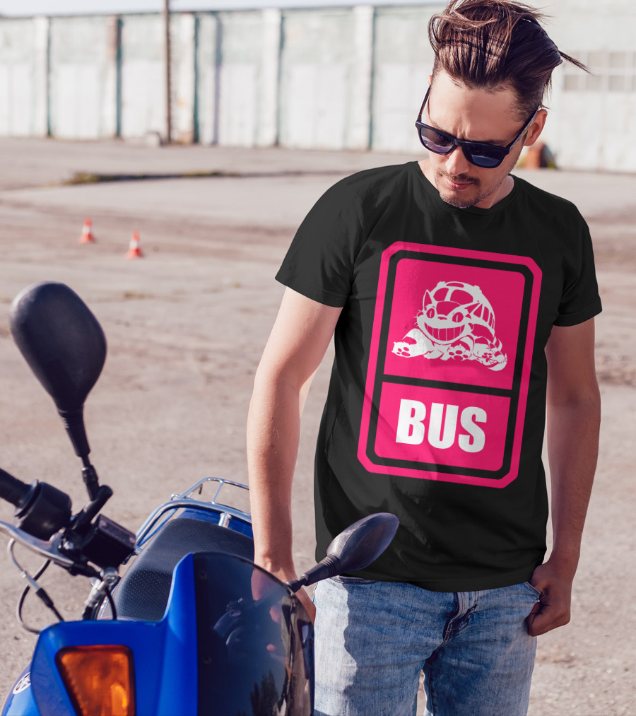 Totoro Catbus Icon Pink Bus Sign T-Shirt