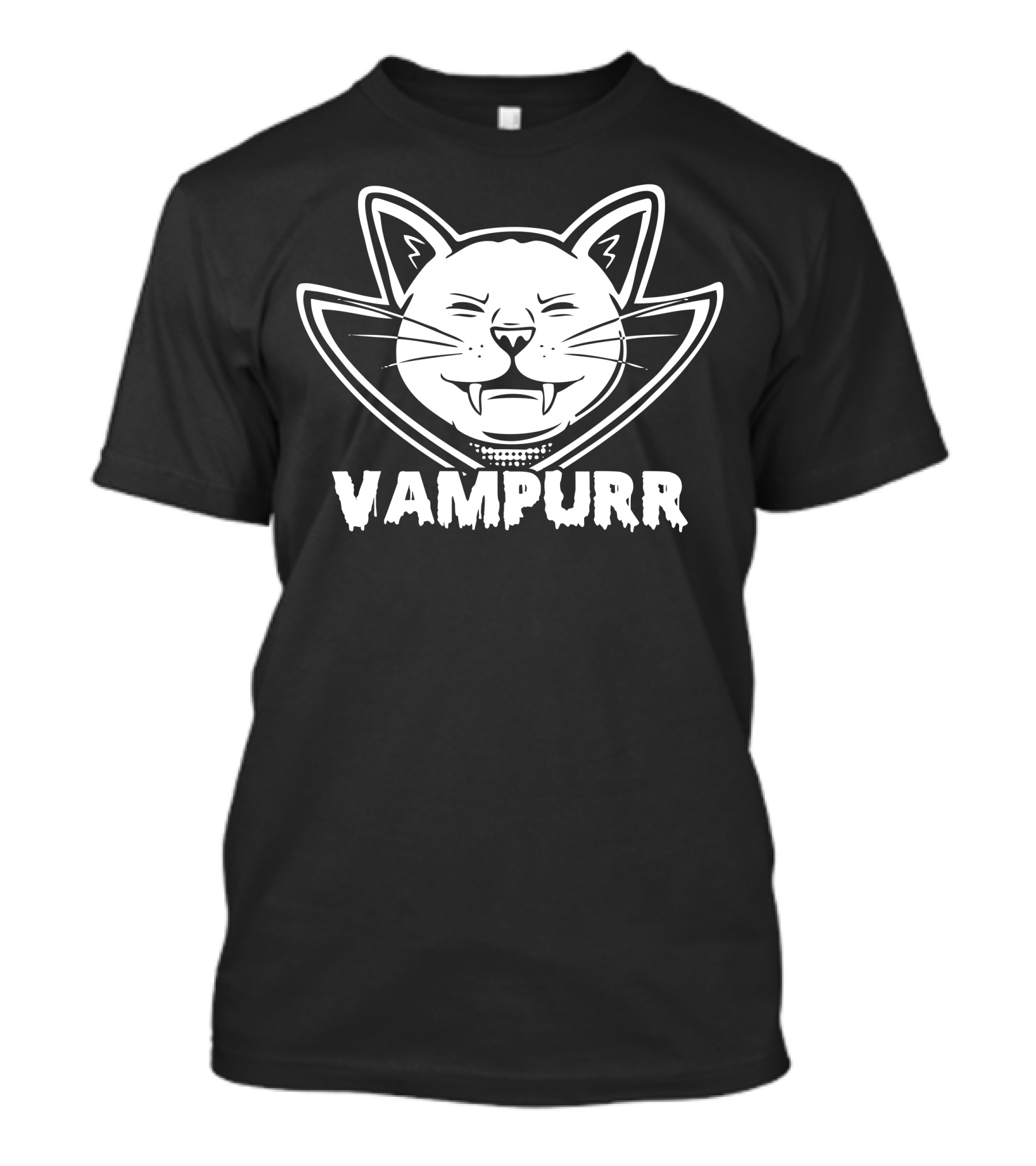 Vampurr Cat Vampire Feline Fang Face T-Shirt