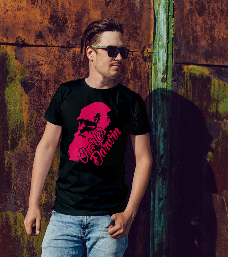 Charles Darwin Retro Pink T-Shirt