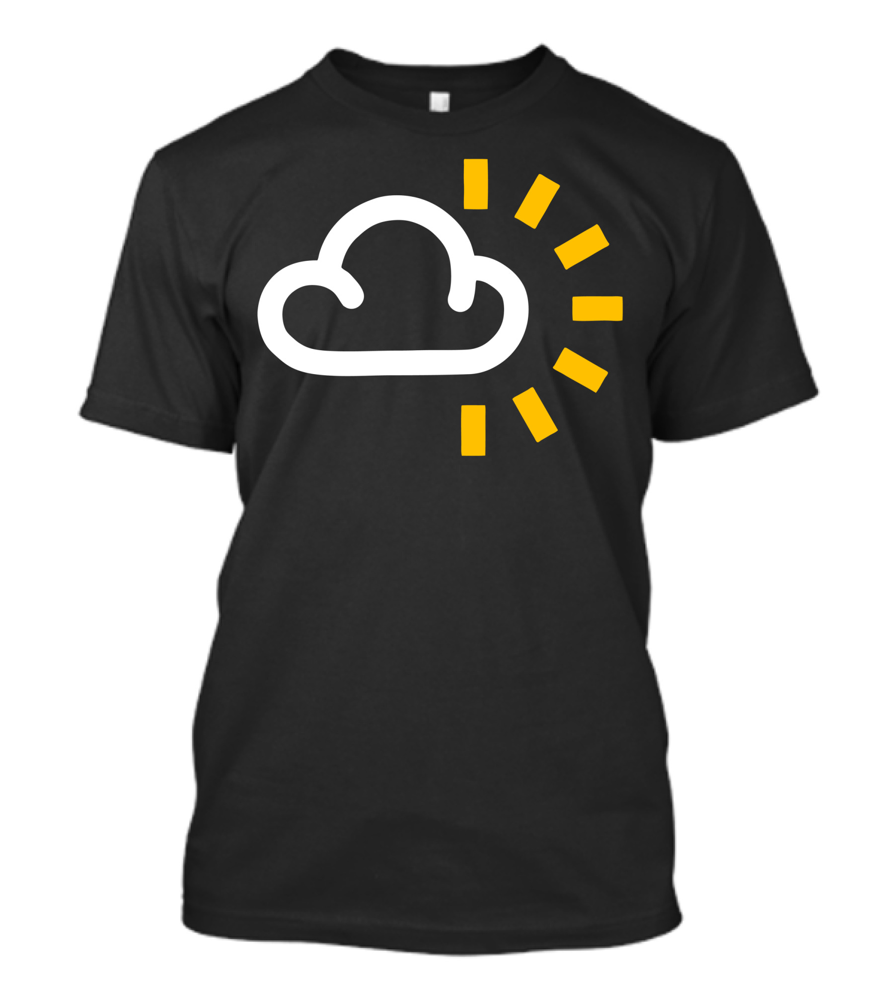 Cloudy With Sun Weather Symbol Icon Yellow Sunrays White Cloud T-Shirt