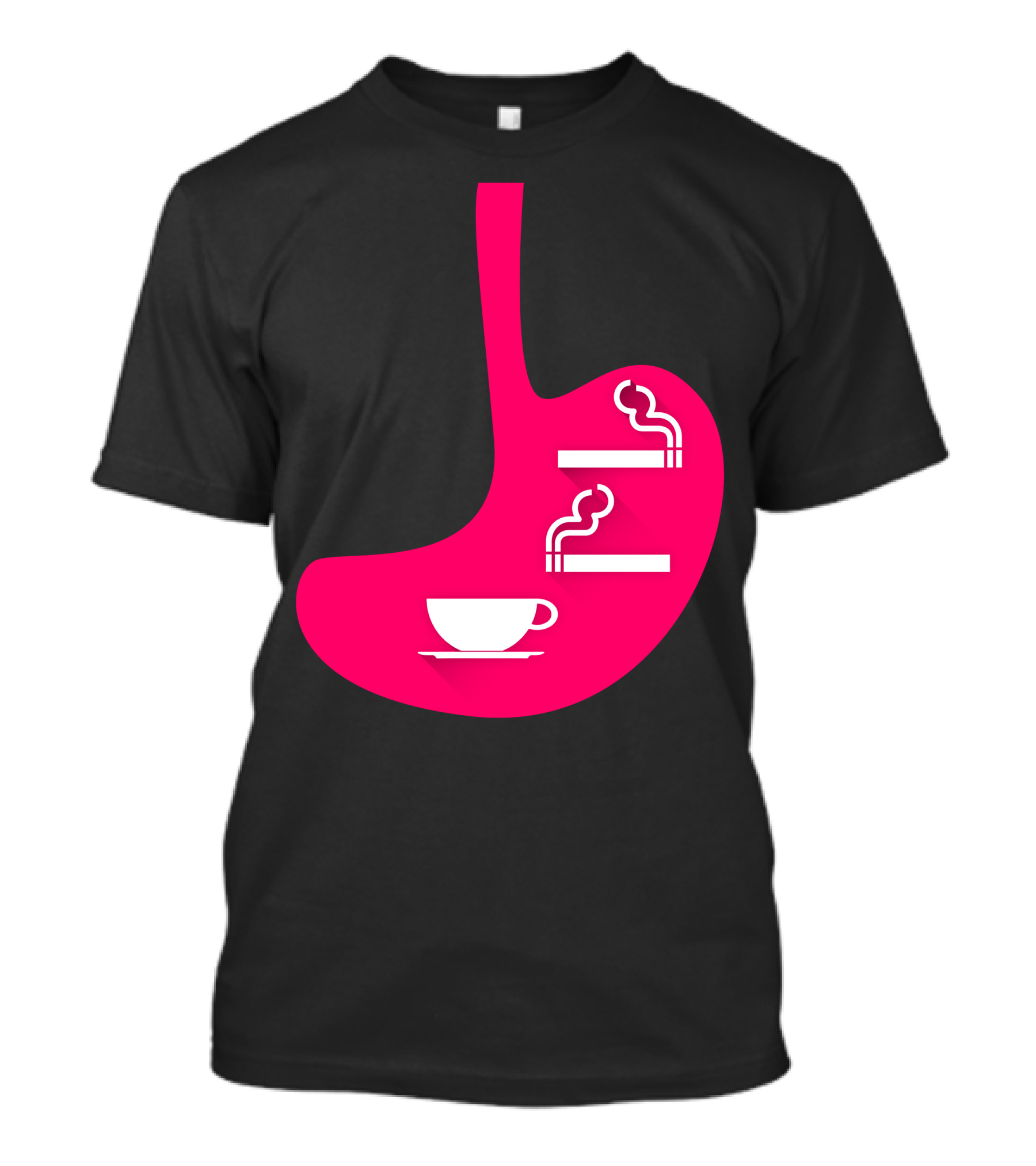 Coffee And Smoke Cup And Cigarettes Stomach T-Shirt