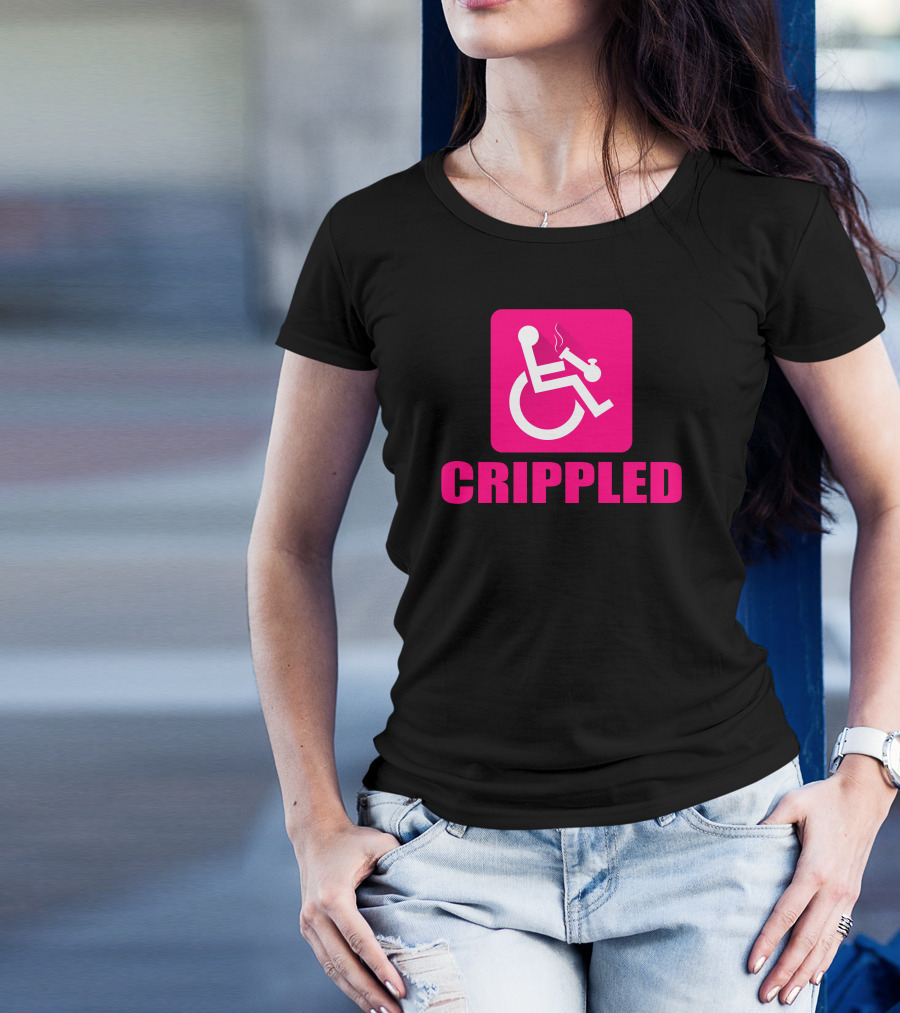 CRIPPLED Symbol With Smoking Figure T-Shirt