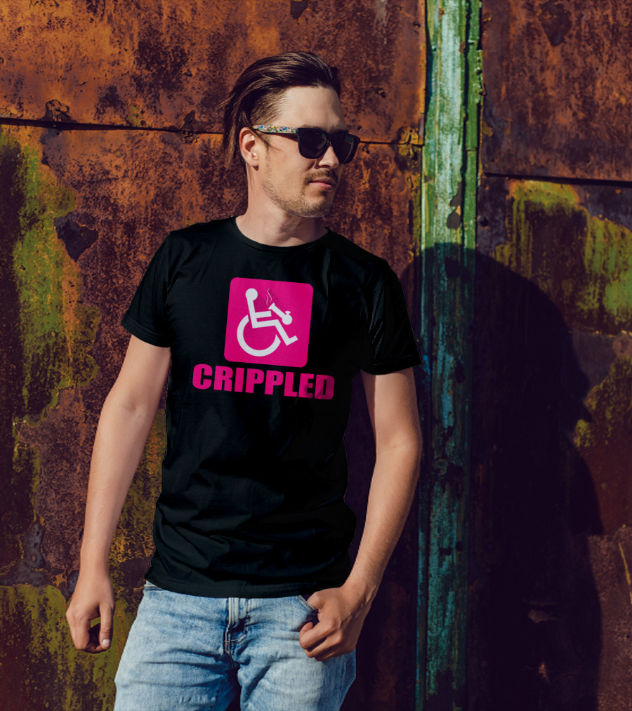 CRIPPLED Symbol With Smoking Figure T-Shirt