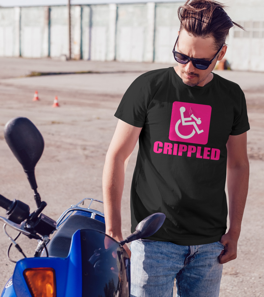 CRIPPLED Symbol With Smoking Figure T-Shirt