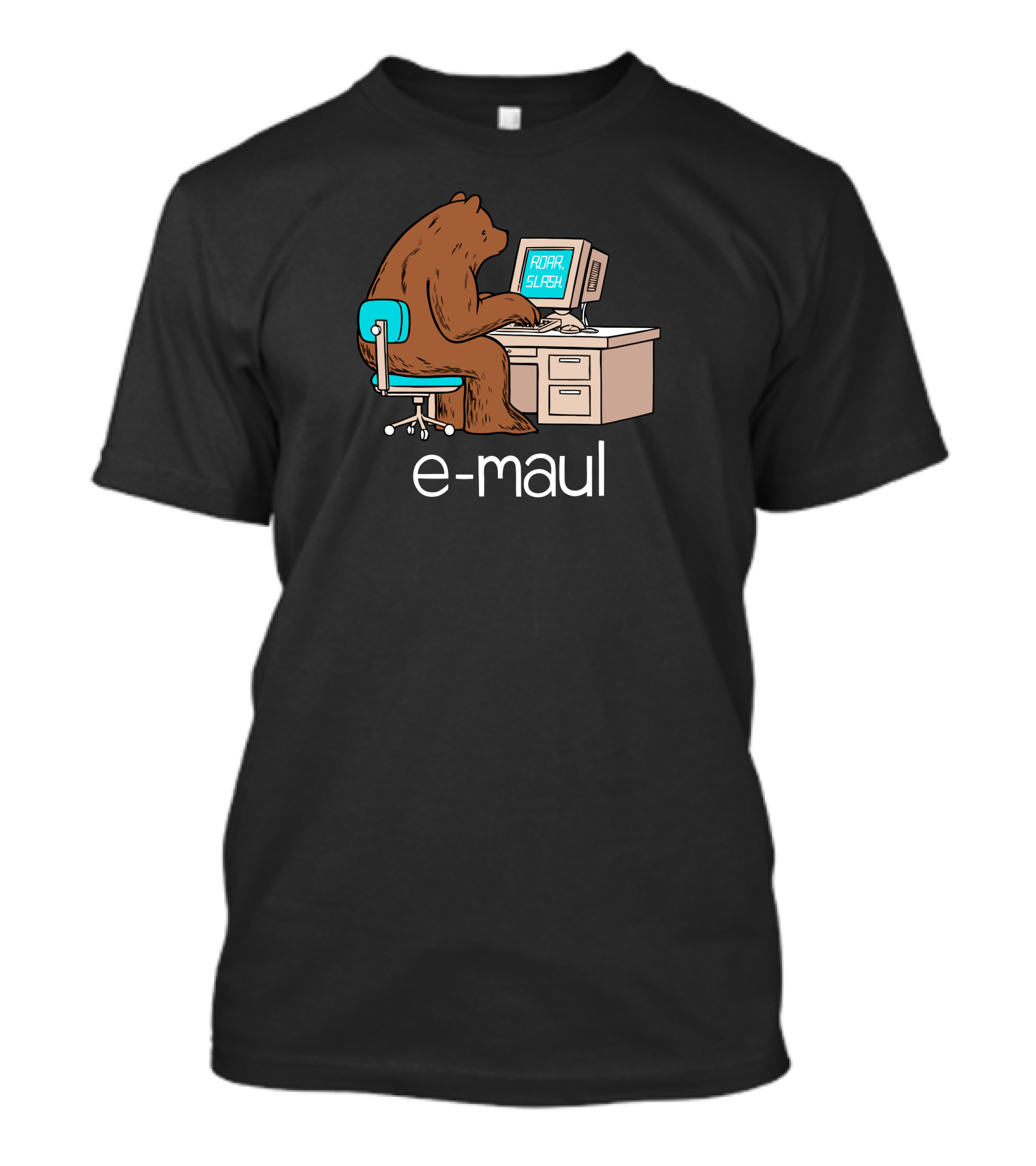 E Maul Bear Typing Roar Slash On Computer T-Shirt