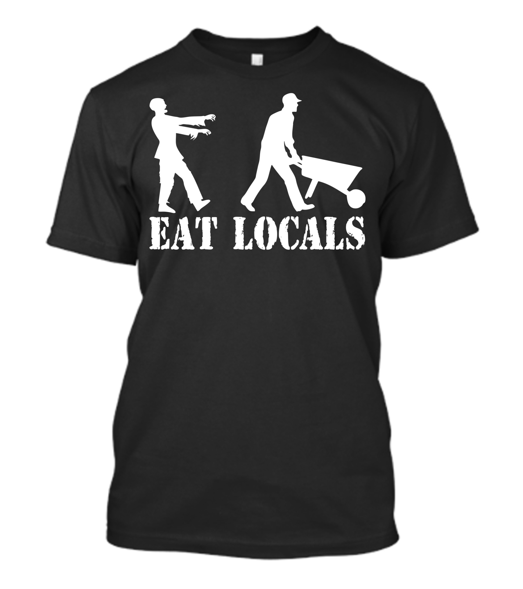 Eat Locals Zombie And Farmer Wheelbarrow T-Shirt