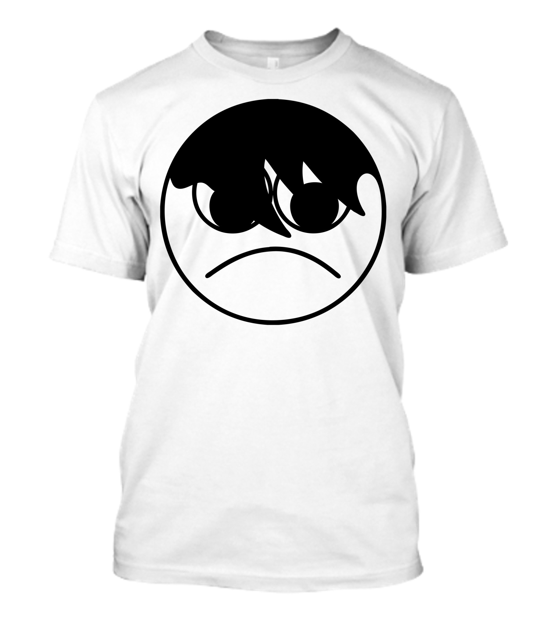 Emo Goth Sad Face Icon With Black Hair And Frown T-Shirt