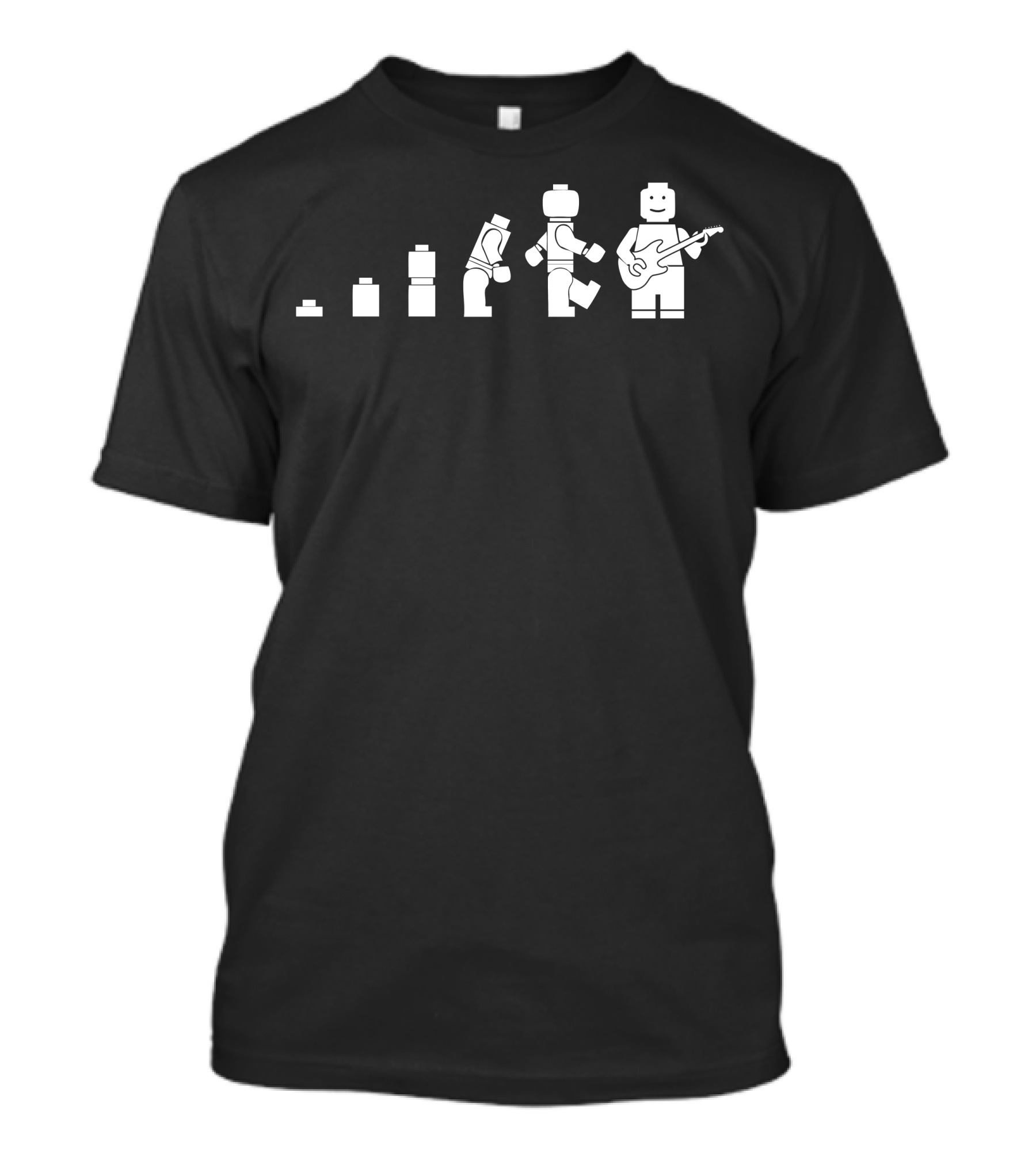 Evolution Of The Rock N Rolla Legoman Guitar Blocks T-Shirt