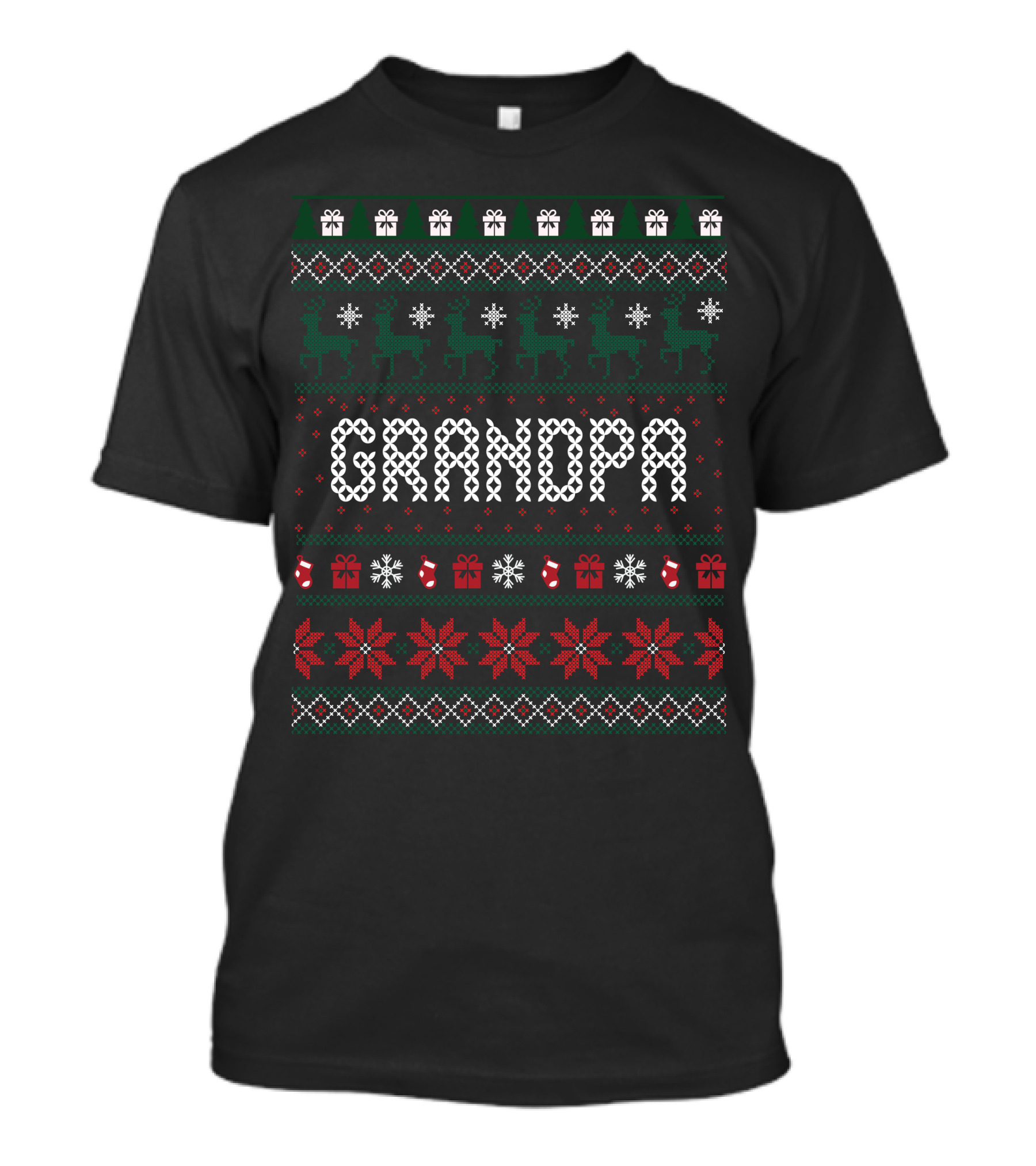 Grandpa Christmas Reindeer Snowflake Ugly T-Shirt